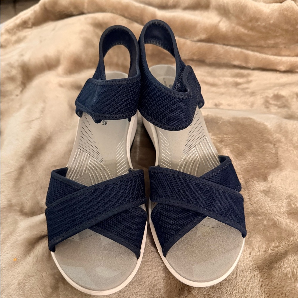 Clarks Navy Blue Wedges